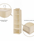 Vertical Hanging Closet Shelf Organizer Multi Tier Open Compartments Hella Efficient Linen Sock Towel Storage No Drilling Needed Super Easy Access To Maximize Closet Height, showcasing durable design and reinforced stitching.