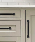 Matte Black Cabinet Pulls 10 Pack 5 Inch Hole Centers Straight Bar Handles For Cabinets And Drawers Kitchen Hardware installed