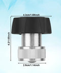 Front view of Electric Pressure Washer Adapter Three Quarter Inch High Pressure Quick Connection Fitting with dimensions.