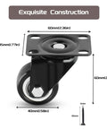 1.5 Inch Swivel Caster Set Of 4 With Steel Core Rubber Casters Heavy Duty For Furniture Workbenches And Carts, close-up view