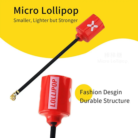 Lollipop FPV 5.8G RHCP UFL Antenna For RC Drones in red with durable design, ideal for quadcopters with stable signal and long range FPV.