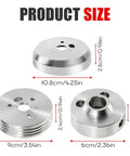 Precision Billet Aluminum Steering Wheel Hub Adapter featuring 5 And 6 Hole Pattern, detailed product size measurements.