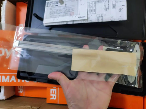 8 Inch Digital Caliper with Digimatic Absolute Encoder, 0.0005 Inch Resolution, IP65 Stainless Steel Build, in packaging