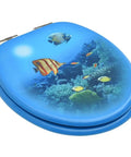 Top Shelf Soft Close Toilet Seat Pair Built Different With Dense MDF Boards And Deep Sea Pattern for bathroom decor.