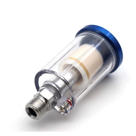 Heavy Duty 1/4 Inch Inline Air Filter And Airbrush Moisture Trap Featuring A Hella Tough Oil Water Separator close-up view