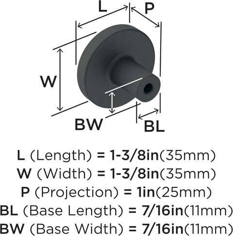 Matte Black Cabinet Knob One And Three Eighths Inch Diameter Versa Drawer Handle For Cabinets And Furniture Modern Slick Hardware For Kitchen And Bath 1 Pack Durable Metal Construction
