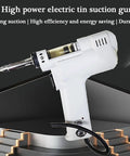 Electric Vacuum Desoldering Pump Portable Pro Grade Solder Gun on display showing high suction and durable design