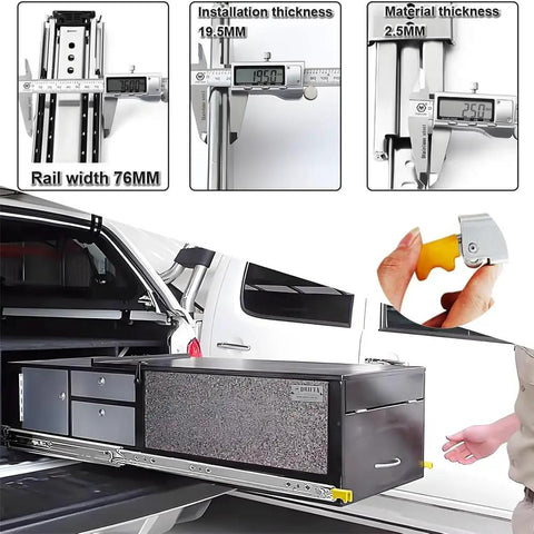 Beefy 62 Inch Drawer Slides With Lock For Cabinets And Rvs, 500 Lbs Capacity, full extension side mount in truck storage