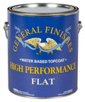 Water Based Topcoat High Performance Flat Finish For Wood Projects Pro Grade Polyurethane Clear Coat For Cabinets, Furniture, And DIY, 1 Gallon, Low Odor, Quick Dry, Scratch Resistant in a blue can