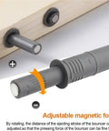 Adjustable force feature on Two Pack Magnetic Push Latches For Cabinets And Drawers No Fuss Heavy Duty Spring Loaded Plunger Touch To Open Cabinet Catches With Damper Easy Install Durable Drawer And Door Hardware