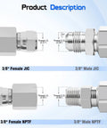 3/8 Inch NPTF Female To 3/8 Inch JIC 37 Degree Swivel Pipe Adapter Fitting For Hydraulic Systems 6506-06-06 2 Pack, threaded metal fitting
