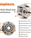 Front Wheel Hub Bearing Assembly Pair 513276 Fits Chevy Captiva Sport 2012-2015 Equinox spec diagram with dimensions