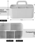 Dimensions of All In One Multipurpose Caddy Organizer With Handle Stackable Plastic Desk Organizer shown in inches.