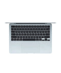 Top view of Beast Speed M5 Powered MacBook Air 13.6 Inch Laptop Built For AI, Ultra Portable With 16GB Unified Memory, 512GB SSD in Sky Blue.