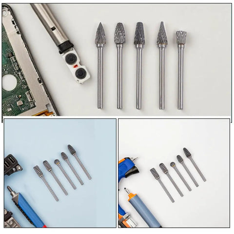 10-Piece Tungsten Carbide Rotary Burr Set With Blue Case For Metal Deburring And Wood Carving High-Precision Grinding And Polishing Bits