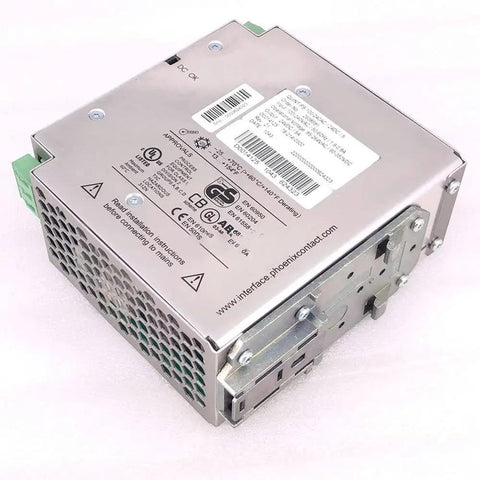 Beefy 24V DC 5A Switching Power Supply Module 2938581 For PS 100 240AC 24DC 5 industrial metal enclosure, angled view