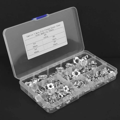 120 Piece Tee Nut Set Carbon Steel Galvanized For Wood Projects And Furniture Hardware Heavy Duty Fasteners With M3 M4 M5 M6 M8