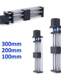 High Precision Linear Rail Stage with 100mm 200mm 300mm Travel Square Rails Mini Slide Table and NEMA 23 Stepper Motor