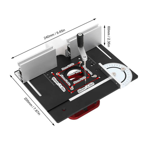 Four Jaw Clamping Router Lift System With 51mm Stroke And Precise 1mm Increments Base Plate Fit For 64 To 66mm Motors Engraving Slotting Chamfering And Table Saw Insert Setup For Pro Grade Woodworking Upgrades, aluminum base plate dimensions