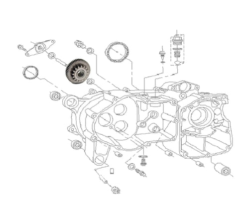 Starter Idler Gear Assembly for DS70 DS90 DS90X ATV in technical diagram highlighting gear placement