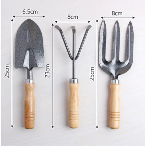 Three Kinds Of Gardening Tools Set Featuring Hooked Mattock Hand Shovel And Trident For Everyday Garden Work And Shoreline Collecting