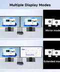 8K 60Hz DisplayPort KVM Switch For Two Monitors And Two Rigs Aluminum Build Plug And Play Share Keyboard Mouse And Four USB 3 0 Devices Extend Or Mirror Modes mirror and extended display setup