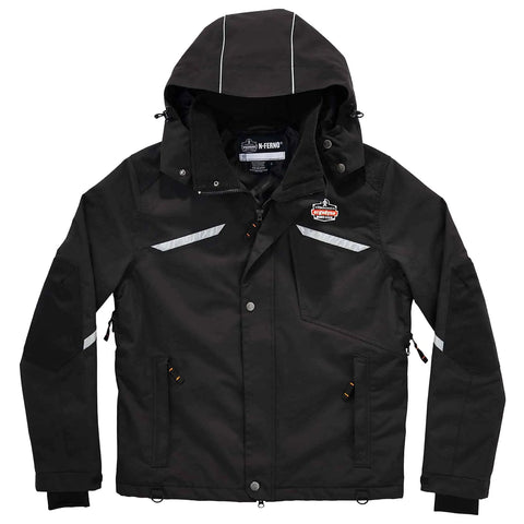 Heavy Duty Winter Work Thermal Jacket With 500D Nylon Shell Black X Large Up To Five Hours Of Warmth At Minus 15 Degrees Fahrenheit