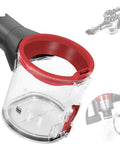 Replacement Dust Bin Parts For Vacuum Cleaners Beef Up Suction Compatible With V7 V8 SV10 SV11, clear bin with red trim