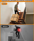 Man using Stair Climbing Dolly With 220Lb Capacity Lightweight Hand Truck Cart With 10 Wheels And Telescoping Handle Portable Stair Step Cart
