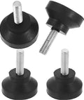 Heavy Duty M8 Adjustable Leg Levelers With Rubber Feet For Furniture Tables Chairs Cabinets And Workbenches Sturdy And Tough As Nails Threaded Feet Wide Base Floor Protection Smooth Height Adjustment Anti Slip Stability 8 Pack, black rubber and metal