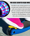Lit Up 80mm Inline Skate Wheels With Abec9 Bearings 2 Pack Replacement For Inline Skates And Kick Scooters, glowing on scooter