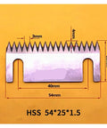 Pro Heavy Duty Semi Automatic Adhesive Tape Tooth Blade For Carton Sealer Knife And Serrated Packing Machine With Razor Sharp Hss Steel For All Day Grind, HSS serrated blade dimensions 54x25x1.5mm.