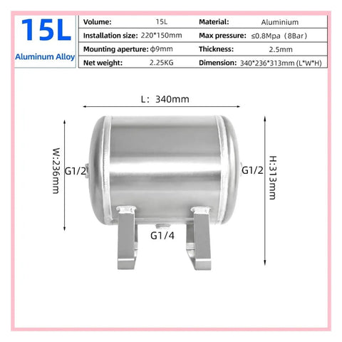 Heavy Duty 15 Liter Aluminum Mini Horizontal Air Compressor Pump For Shop Use Sturdy Steel Construction TIG Welded Tank Rust Resistent And Leak Proof Compact Design Perfect For Home Garage And Auto Repair Projects Long Lasting High Performance