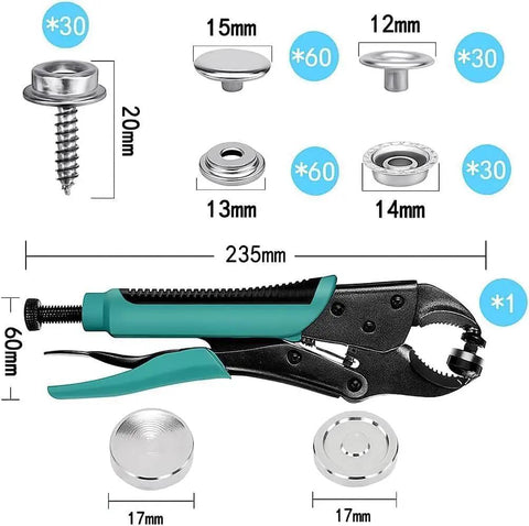 Heavy Duty Snap Fastener Kit With 210 Pieces Of Marine Grade Stainless Steel Snaps for Canvas Boat Covers Awnings Fabric