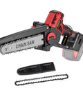 18V Mini Chainsaw With Auto-Oiler, 8-Inch Brushless Cordless Pruning Saw, 4000 RPM For Cutting Wood And Trimming Trees, Red