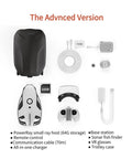 Your Go To Underwater Camera Drone For Boating And Fishing With 4K UHD Video And 12MP Stills, 164Ft Waterproof Tether, 3000mAh Battery Up To Four Hours, Wireless Base Station Remote Control For Diving And Ocean Adventures, The Advanced Version components on white background.