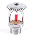 Heavy Duty Five Pack of 68 Degree Quick Response Fire Sprinkler Heads No Drama Concealed Ceiling Setup for Commercial Areas Smooth Pendent Upright Install Top Shelf Quality chrome fire sprinkler head with glass bulb.