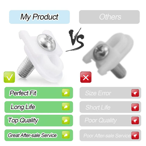 Comparison of door handle mounting stud kit for refrigerator replacement, showing features like fit and quality.