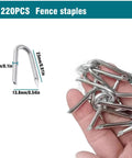Pro Grade 220 Piece Heavy Duty Fencing Staples Kit, U Shaped Wire Nails For Mesh, Chain Link, And Woven Fence, Galvanized