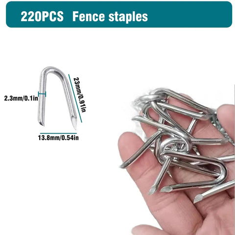 Pro Grade 220 Piece Heavy Duty Fencing Staples Kit, U Shaped Wire Nails For Mesh, Chain Link, And Woven Fence, Galvanized