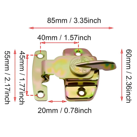 Heavy Duty Table Locks 8 Pack Leaf Buckle Connectors With Mounting Screws For Extension Dining Tables and Conference Furniture Top Shelf Zinc Plated Hardware Solid As A Rock, dimensions shown