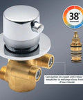 Heavy Duty Four Way Brass Shower Diverter Valve With Tight Multi Port Flow Routing For Quick Bathroom Upgrades And Zero Stress Temperature Tweaks For Rock Solid Daily Performance, chrome top with brass body.