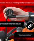 High Pressure Suspension Pump For Motorcycle And Bicycle Air Forks Shocks And Dropper Posts 20 To 300 Psi, hand using gauge
