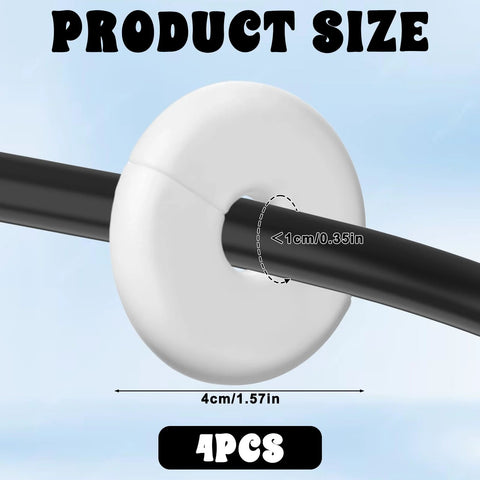 White circular wall cable grommet, 4 cm outer diameter with <1 cm inner hole; pack of 4.