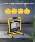 Spot Lighting 100W Rechargeable Led Work Light Portable Floodlight 600,，， outdoor waterproof light with yellow frame.
