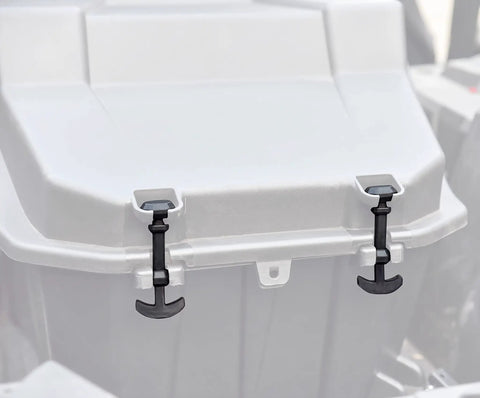 Polaris RZR Cargo Storage Box Rubber Latch Kit For 900 1000 XP 4 1000 S Models 2014 To 2021 showing T handle pull locks
