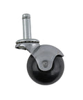 2-Inch Office Chair Caster With Soft Black Rubber Ball, Chrome Hooded Swivel, Double Ball Bearing, Grip Ring Stem
