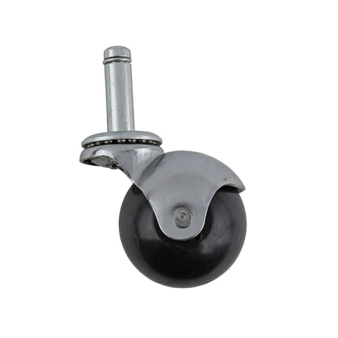 2-Inch Office Chair Caster With Soft Black Rubber Ball, Chrome Hooded Swivel, Double Ball Bearing, Grip Ring Stem