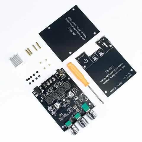 Bluetooth 5.0 Amplifier Board With Bass And Treble Control for DIY speakers with components and screwdriver kit