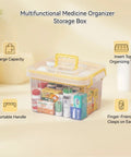 Clear Medicine Storage Box With Handle Portable Medicine Cabinet Organizer Multipurpose Plastic Storage Box With Removable Tray